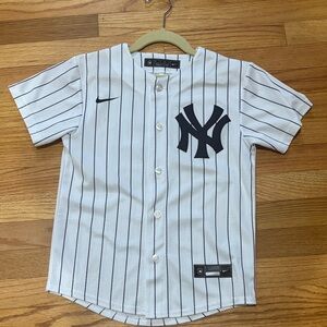 Kids Aaron Judge  White Pinstripe Baseball Jersey